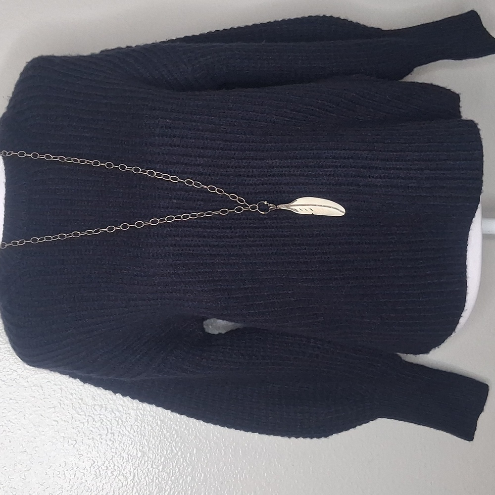For The Republic Women Sweater Navy Balloon Sleeve M